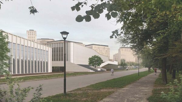 Облик тренировочного комплекса с ледовой ареной на территории стадиона ВТБ Арена Облик тренировочного комплекса с ледовой ареной на территории стадиона ВТБ Арена