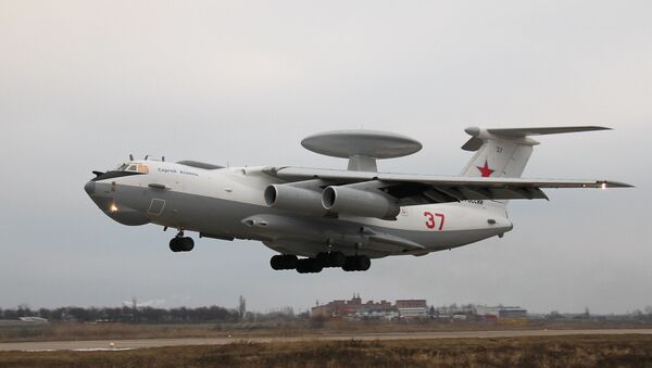 Модернизированный самолет дальнего радиолокационного обнаружения А-50У. Архивное фото Модернизированный самолет дальнего радиолокационного обнаружения А-50У. Архивное фото