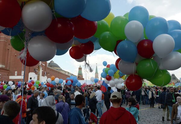 Первомайская демонстрация профсоюзов на Красной площади Первомайская демонстрация профсоюзов на Красной площади