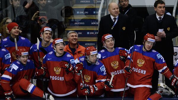 Игроки молодежной сборной России на чемпионате мира по хоккею Игроки молодежной сборной России на чемпионате мира по хоккею