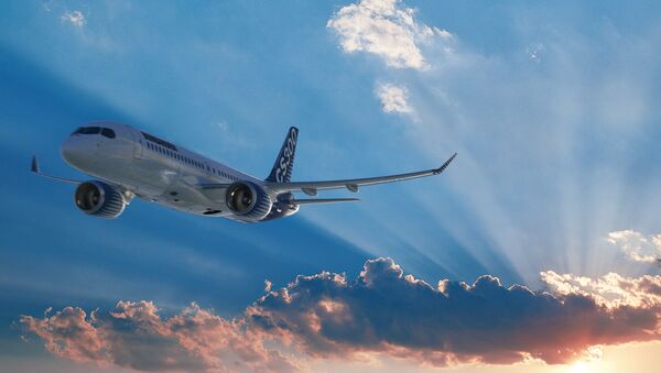 Самолет Bombardier CSeries 300. Архивное фото Самолет Bombardier CSeries 300. Архивное фото