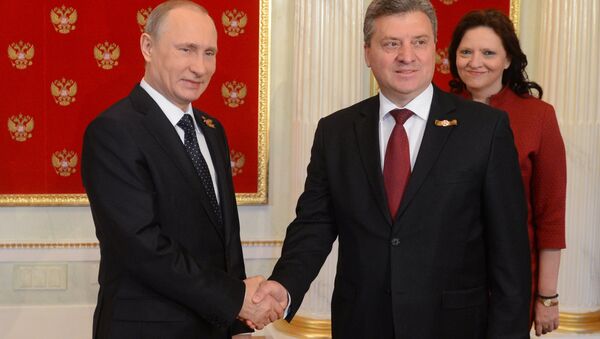 Президент Российской Федерации Владимир Путин и президент Республики Македония Георге Иванов. Архивное фото Президент Российской Федерации Владимир Путин и президент Республики Македония Георге Иванов. Архивное фото