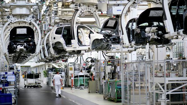 Завод по сборке автомобилей Фольксваген, Германия. Архивное фото Завод по сборке автомобилей Фольксваген, Германия. Архивное фото