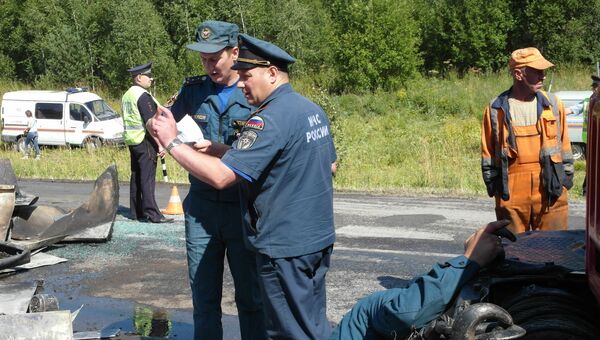 На месте ДТП с участием рейсового автобуса в Козульском районе Красноярского края На месте ДТП с участием рейсового автобуса в Козульском районе Красноярского края