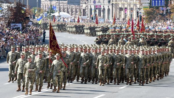 Военнослужащие ВСУ на марше в честь Дня Независимости в Киеве Военнослужащие ВСУ на марше в честь Дня Независимости в Киеве