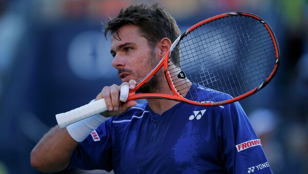 Швейцарский теннисист Станислас Вавринка на матче US Open Швейцарский теннисист Станислас Вавринка на матче US Open