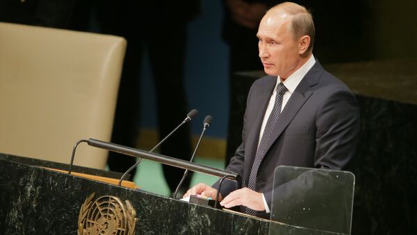 Президент РФ В.Путин принимает участие в 70-й сессии Генеральной Ассамблеи ООН. Сентябрь 2015 Президент РФ В.Путин принимает участие в 70-й сессии Генеральной Ассамблеи ООН. Сентябрь 2015