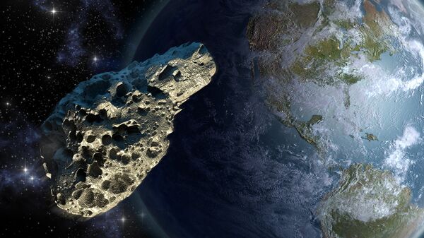 Рисунок астероида около планеты Земля