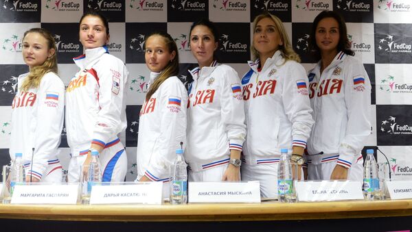 Женская сборная России по теннису в преддверии матча Кубка Федерации 2016 между сборными командами России и Белоруссии Женская сборная России по теннису в преддверии матча Кубка Федерации 2016 между сборными командами России и Белоруссии