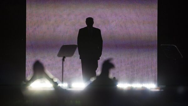 Кандидат в президенты США Дональд Трамп на общенациональном съезде Республиканской партии в Кливленде. Архивное фото Кандидат в президенты США Дональд Трамп на общенациональном съезде Республиканской партии в Кливленде. Архивное фото