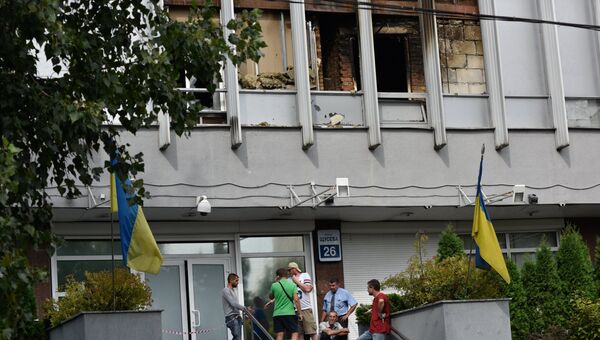 Здание украинского телеканала Интер в Киеве, где 4 сентября 2016 произошел пожар Здание украинского телеканала Интер в Киеве, где 4 сентября 2016 произошел пожар