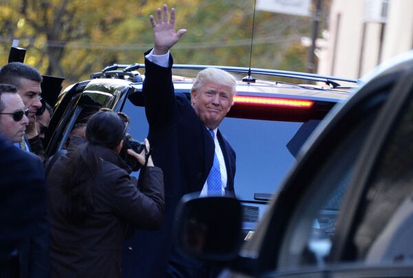 Кандидат в президенты США от республиканцев Дональд Трамп в Нью-Йорке в день выборов президента США Кандидат в президенты США от республиканцев Дональд Трамп в Нью-Йорке в день выборов президента США