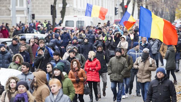 Акция протеста в связи с результатами выборов в Молдавии Акция протеста в связи с результатами выборов в Молдавии