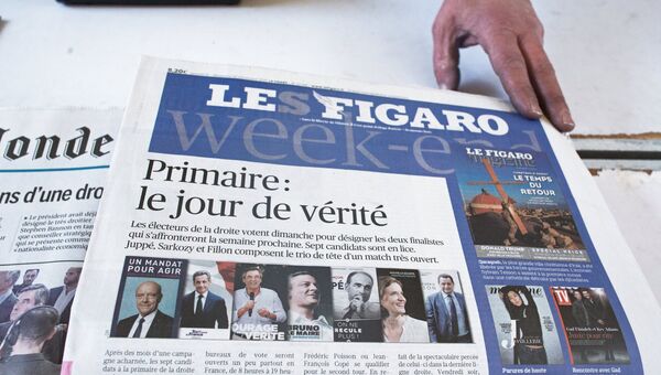 Французская газета Le Figaro в день голосования первого тура праймериз правых и центристов. 20 ноября 2016 Французская газета Le Figaro в день голосования первого тура праймериз правых и центристов. 20 ноября 2016