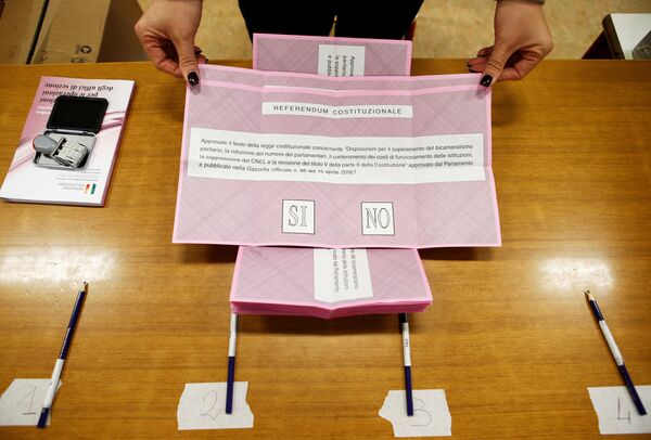Бюллетень для голосования на референдуме в Италии, 4 декабря 2016 Бюллетень для голосования на референдуме в Италии, 4 декабря 2016