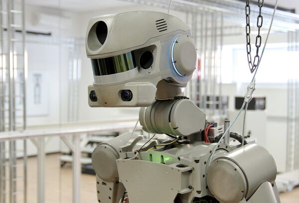 Испытание антропоморфного робота Федор проекта Спасатель в лаборатории на базе НПО Андроидная техника в Магнитогорске Испытание антропоморфного робота Федор проекта Спасатель в лаборатории на базе НПО Андроидная техника в Магнитогорске