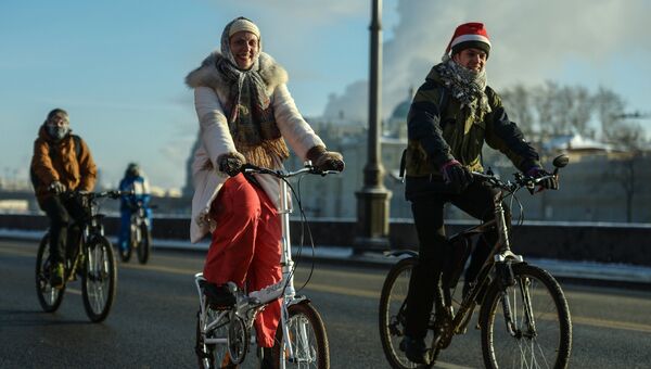 Участники Второго зимнего Московского Велопарада Участники Второго зимнего Московского Велопарада