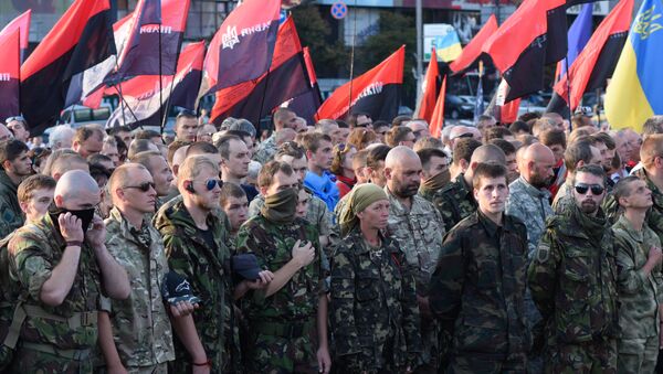 Участники Народного вече организации Правый сектор в Киеве Участники Народного вече организации Правый сектор в Киеве
