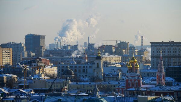 Вид Москвы с колокольни Ивана Великого. Архивное фото Вид Москвы с колокольни Ивана Великого. Архивное фото