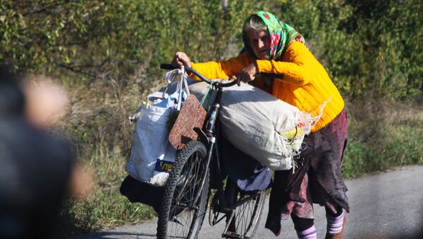 Местная жительница везет в Луганск дешевые продукты из станицы Луганской Местная жительница везет в Луганск дешевые продукты из станицы Луганской