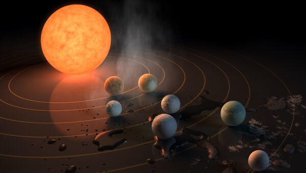 Так художник представил себе семь планет системы TRAPPIST-1 Так художник представил себе семь планет системы TRAPPIST-1