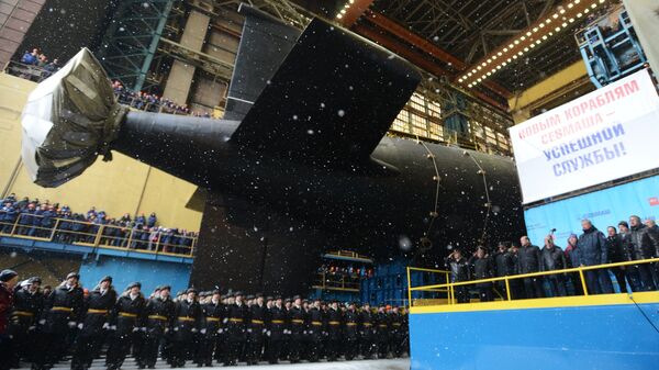 Торжественная церемония спуска на воду атомного подводного крейсера Казань ВМФ России в Северодвинске Торжественная церемония спуска на воду атомного подводного крейсера Казань ВМФ России в Северодвинске