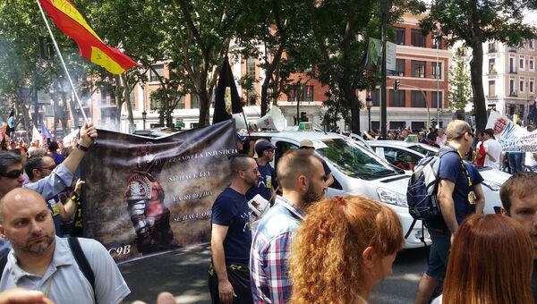 Митинг таксистов в Испании. Митинг таксистов в Испании.