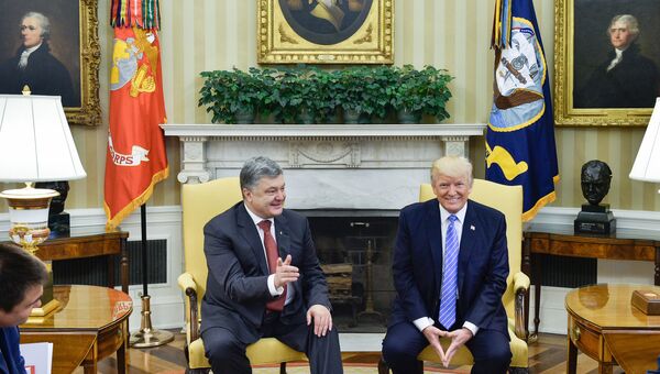 Президент Украины Петр Порошенко и президент США Дональд Трамп во время встречи. 20 июня 2017 Президент Украины Петр Порошенко и президент США Дональд Трамп во время встречи. 20 июня 2017