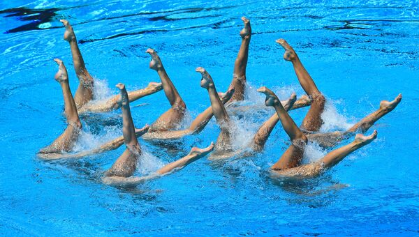 Спортсменки сборной России выступают в финале технической программы групповых соревнований по синхронному плаванию на чемпионате мира FINA 2017 Спортсменки сборной России выступают в финале технической программы групповых соревнований по синхронному плаванию на чемпионате мира FINA 2017