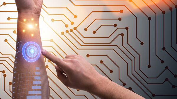 Проекция роботизированной руки человека Проекция роботизированной руки человека