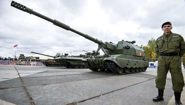 Самоходное артиллерийское орудие 2С35 на базе Т-90 Коалиция-СВ на 10-й международной выставке Russia Аrms Еxpo Самоходное артиллерийское орудие 2С35 на базе Т-90 Коалиция-СВ на 10-й международной выставке Russia Аrms Еxpo