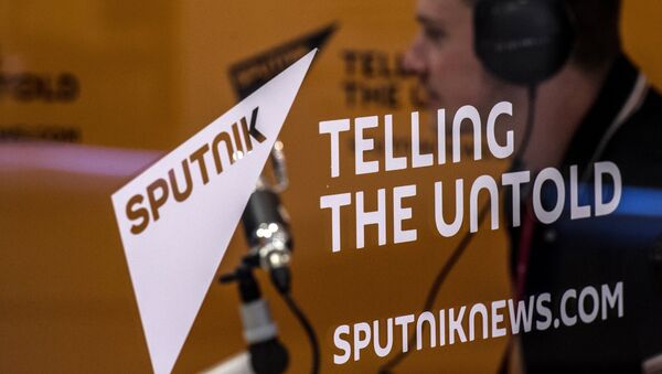 Стенд Информационного агентства и радио Sputnik на площадке Восточного экономического форума во Владивостоке Стенд Информационного агентства и радио Sputnik на площадке Восточного экономического форума во Владивостоке