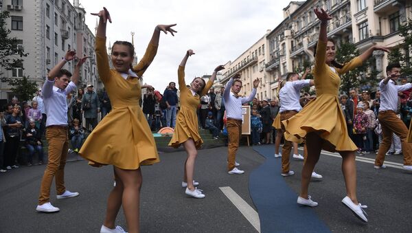 Во время празднования Дня города в Москве. 9 сентября 2017 Во время празднования Дня города в Москве. 9 сентября 2017
