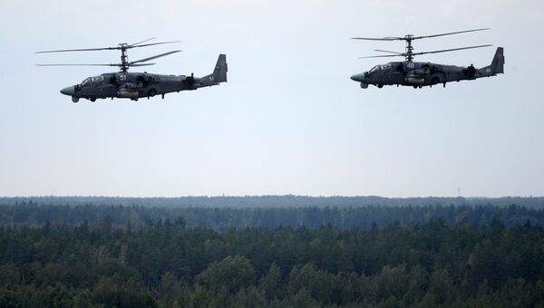 Вертолеты Ка-52 ВКС России во учений Запад-2017 в Белоруссии Вертолеты Ка-52 ВКС России во учений Запад-2017 в Белоруссии