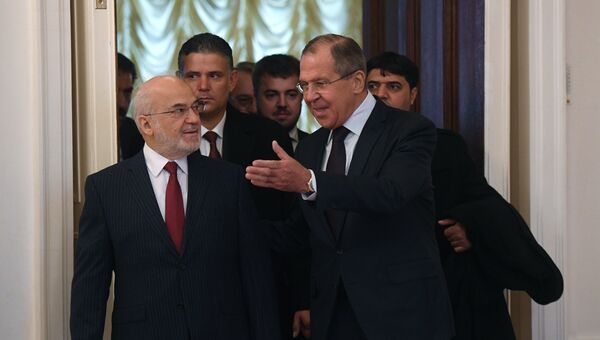Министр иностранных дел РФ Сергей Лавров и министр иностранных дел Республики Ирак Ибрагим аль-Джаафари во время встречи в Москве. 23 октября 2017 Министр иностранных дел РФ Сергей Лавров и министр иностранных дел Республики Ирак Ибрагим аль-Джаафари во время встречи в Москве. 23 октября 2017