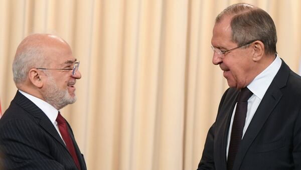 Министр иностранных дел Республики Ирак Ибрагим аль-Джаафари и министр иностранных дел РФ Сергей Лавров во время встречи в Москве. 23 октября 2017 Министр иностранных дел Республики Ирак Ибрагим аль-Джаафари и министр иностранных дел РФ Сергей Лавров во время встречи в Москве. 23 октября 2017