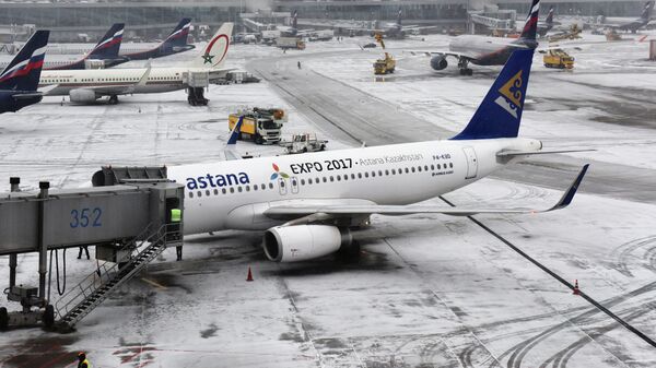 Посадка пассажиров в самолет в аэропорту Шереметьево