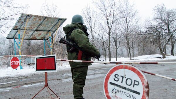 Блок-пост на окраине Горловки Донецкой области Блок-пост на окраине Горловки Донецкой области