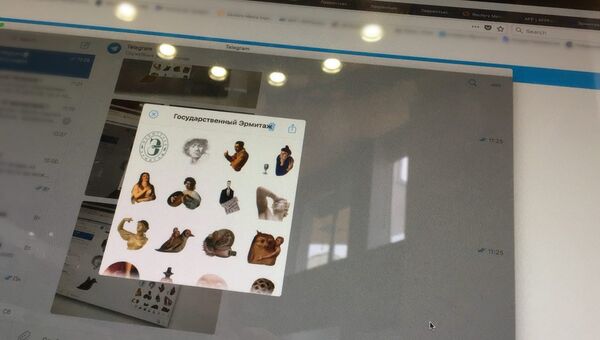 Стикеры Эрмитажа для приложения Telegram на экране компьютера Стикеры Эрмитажа для приложения Telegram на экране компьютера
