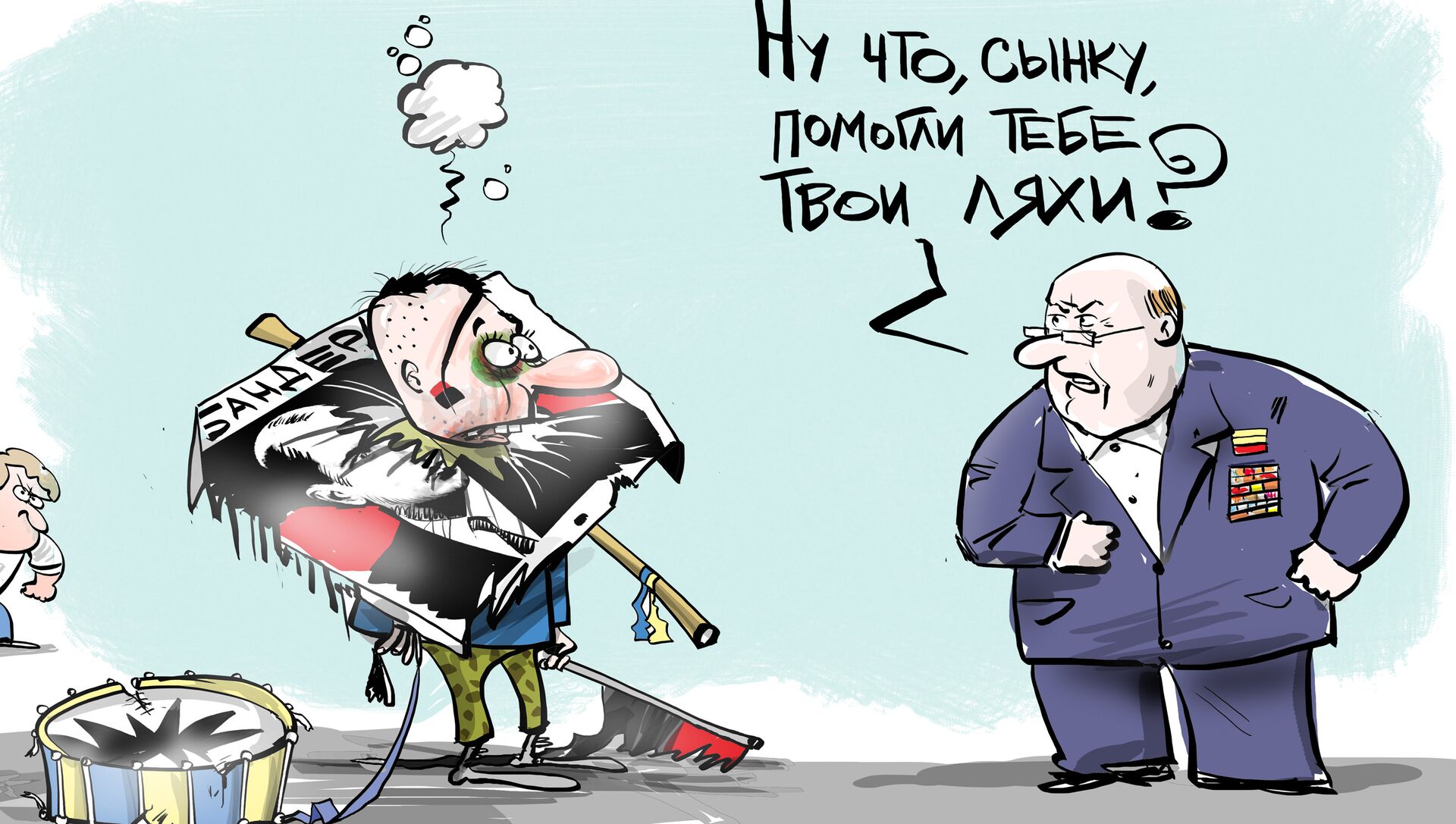 Помогли тебе ляхи. Польша карикатура. Польские карикатуры на Украину. Украинские фашисты карикатуры. Карикатуры на украинских нацистов.