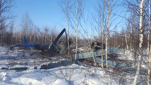 На месте аварийной посадки вертолета Ми-8 в Томской области На месте аварийной посадки вертолета Ми-8 в Томской области