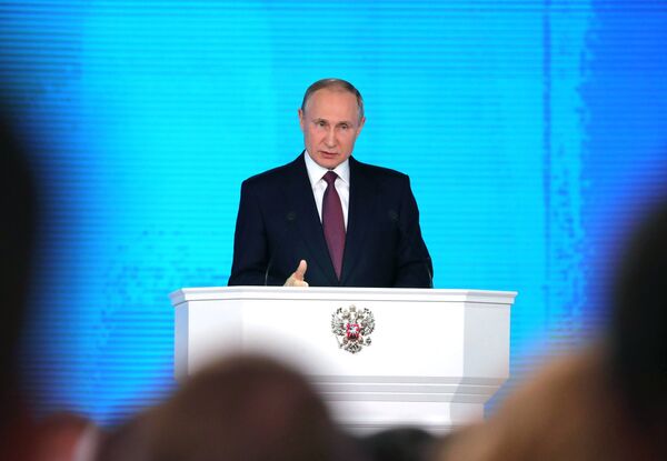 Владимир Путин выступает с ежегодным посланием Федеральному Собранию в ЦВЗ Манеж. 1 марта 2018 Владимир Путин выступает с ежегодным посланием Федеральному Собранию в ЦВЗ Манеж. 1 марта 2018