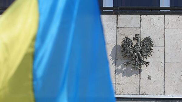 Государственный флаг Украины у посольства Польши в Киеве. 22 марта 2018 Государственный флаг Украины у посольства Польши в Киеве. 22 марта 2018