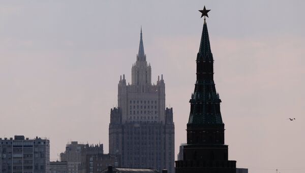 Высотное здание министерства иностранных дел РФ. Архивное фото Высотное здание министерства иностранных дел РФ. Архивное фото