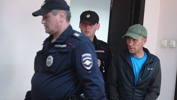 Подозреваемый в порче картины Ильи Репина Ивана Грозного и его сына в Третьяковской галерее Игорь Подпорин на заседании Замоскворецкого районного суда Москвы. 26 мая 2018 Подозреваемый в порче картины Ильи Репина Ивана Грозного и его сына в Третьяковской галерее Игорь Подпорин на заседании Замоскворецкого районного суда Москвы. 26 мая 2018