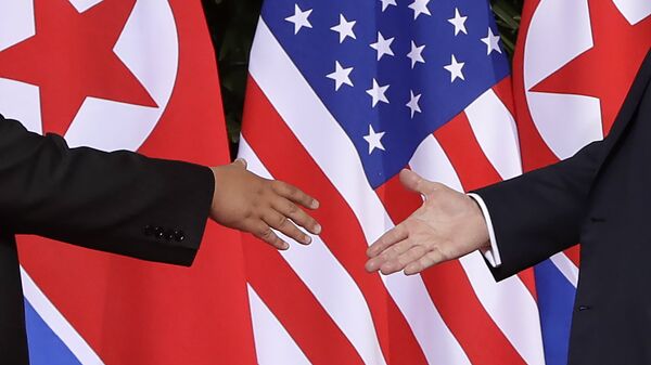 Флаги КНДР и США Флаги КНДР и США