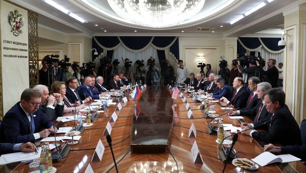 Встреча членов Совета Федерации РФ с делегацией Конгресса США. 3 июля 2018 Встреча членов Совета Федерации РФ с делегацией Конгресса США. 3 июля 2018