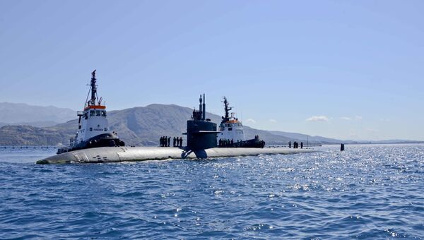 Американская атомная подводная лодка Ньюпорт-Ньюс. Архивное фото Американская атомная подводная лодка Ньюпорт-Ньюс. Архивное фото