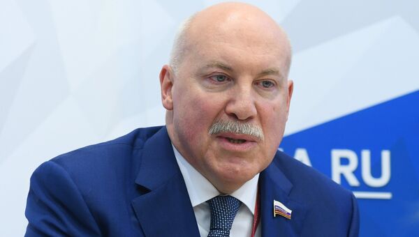 Дмитрий Мезенцев во время интервью на стенде Международного информационного агентства Россия сегодня на IV Восточном экономическом форуме Дмитрий Мезенцев во время интервью на стенде Международного информационного агентства Россия сегодня на IV Восточном экономическом форуме