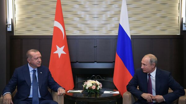 Владимир Путин и президент Турции Реджеп Тайип Эрдоган во время встречи Владимир Путин и президент Турции Реджеп Тайип Эрдоган во время встречи